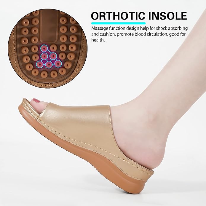 Aomigoct Sandals for Women Wedge Shoes: Comfortable Orthopedic Sandals Womens Dressy Summer Flip Flops Casual Walking Wedges gallery image