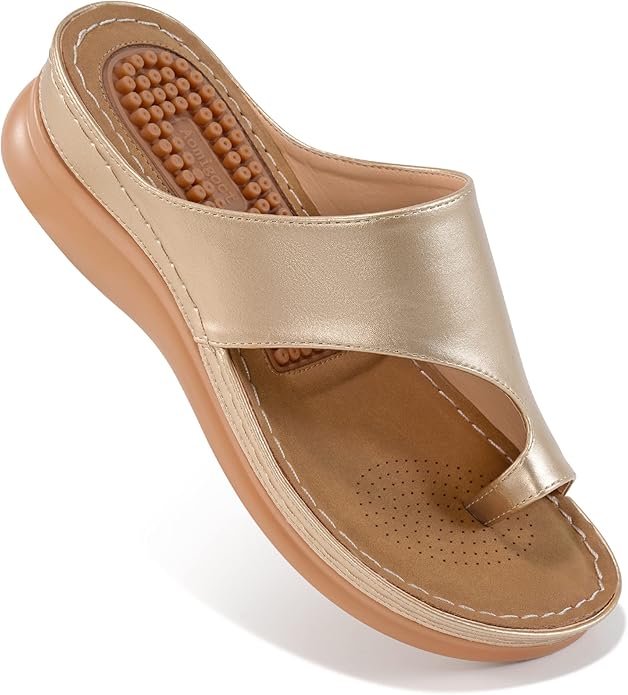 Aomigoct Sandals for Women Wedge Shoes: Comfortable Orthopedic Sandals Womens Dressy Summer Flip Flops Casual Walking Wedges main image