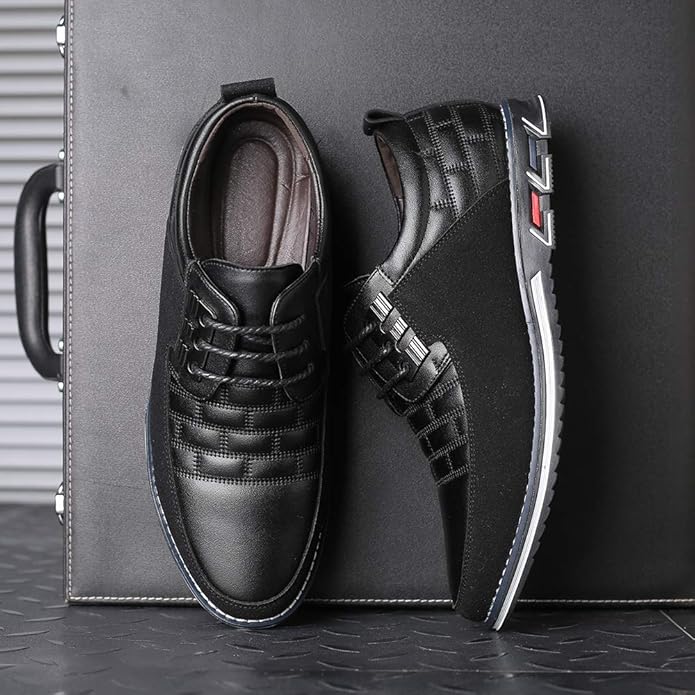Mens Dress Shoes Casual Business Oxford Derby Orthopedic Leather Shoes Simple Lace-up Walk Loafers Flats Shoes for Men main image