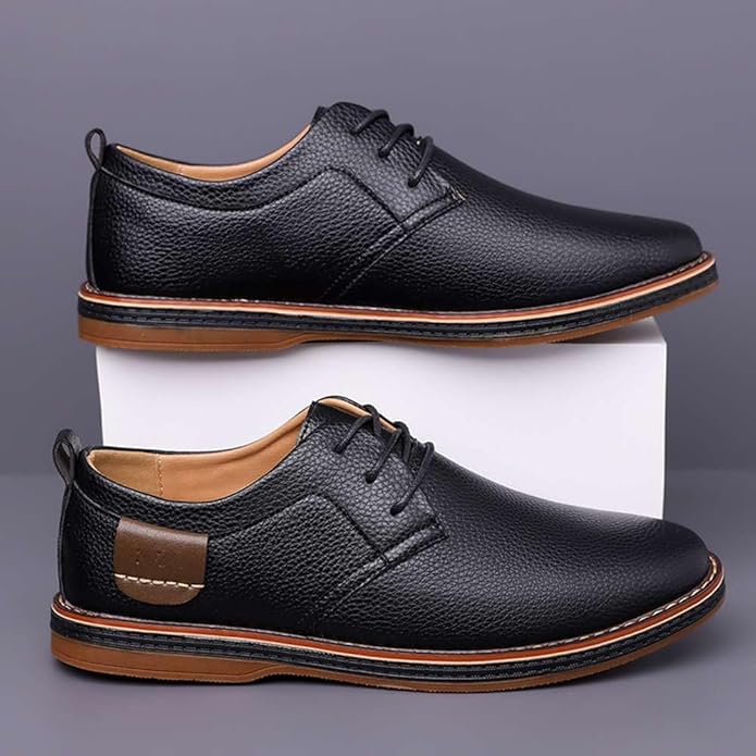 Men's Oxford Shoes Casual Leather Dress Shoes Breathable Lace Up Shoes for Business Office Wear gallery image
