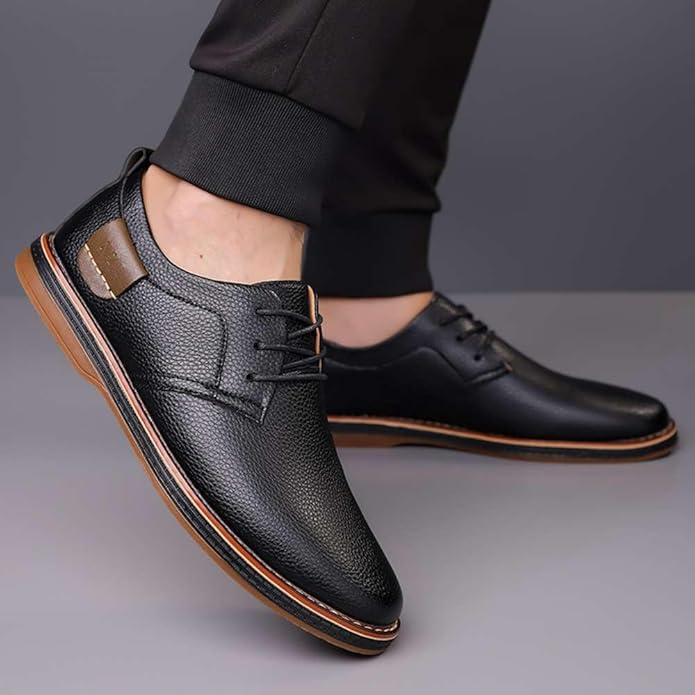 Men's Oxford Shoes Casual Leather Dress Shoes Breathable Lace Up Shoes for Business Office Wear gallery image