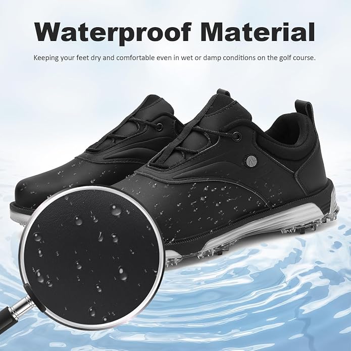 ULTIANT Mens Golf Shoes Waterproof Fixed Spikeless Sole Comfortable Outdoor Sport Shoes gallery image